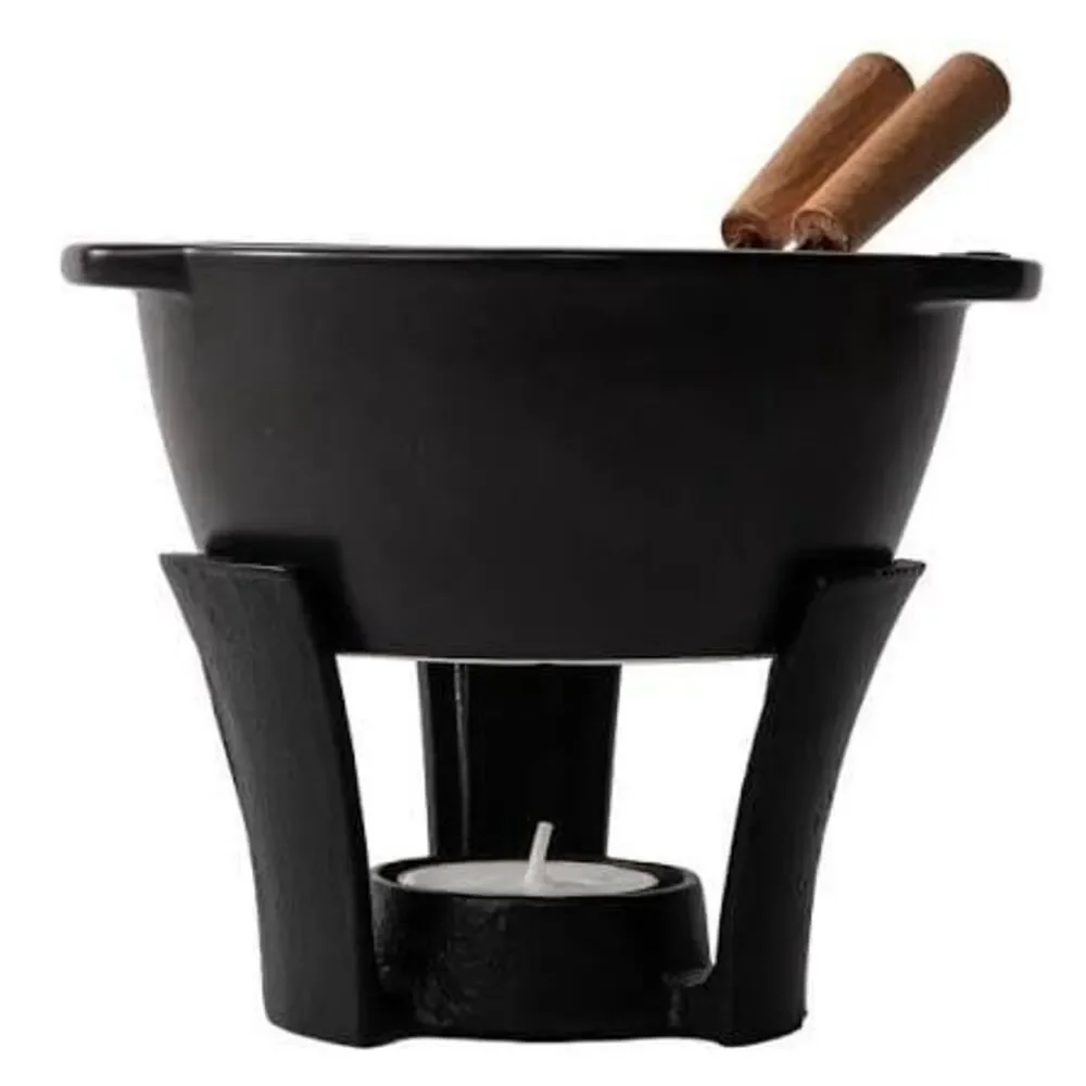 BOSKA Holland Black Ceramic Pot Fondue Set Party Mini 10.1 fl oz